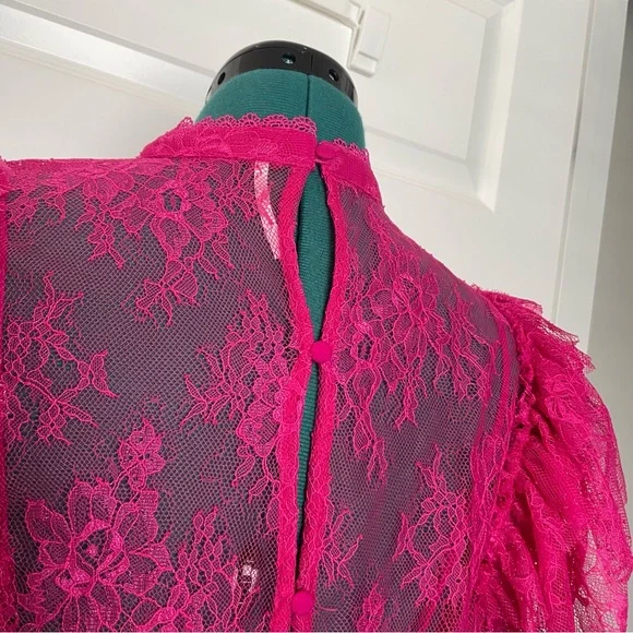 Free People Secret Admirer hot pink lace two piece top - Picture 6 of 7